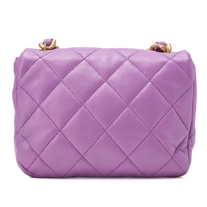 CHANEL Lambskin Minimat Lesser Single Giant Chain Shoulder Purple Gold-Tone Hardware, Pre-Owned