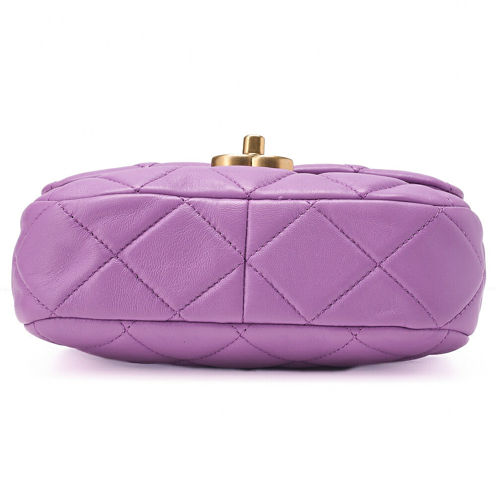 CHANEL Lambskin Minimat Lesser Single Giant Chain Shoulder Purple Gold-Tone Hardware, Pre-Owned