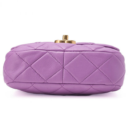 CHANEL Lambskin Minimat Lesser Single Giant Chain Shoulder Purple Gold-Tone Hardware, Pre-Owned