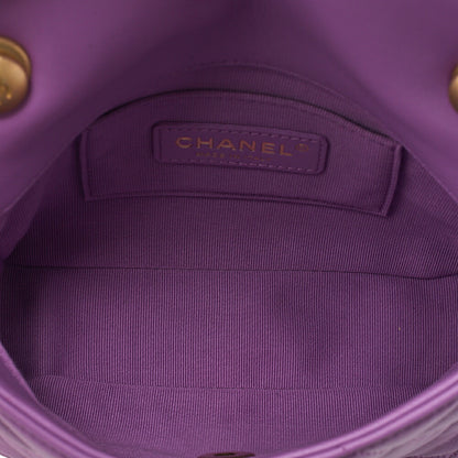 CHANEL Lambskin Minimat Lesser Single Giant Chain Shoulder Purple Gold-Tone Hardware, Pre-Owned