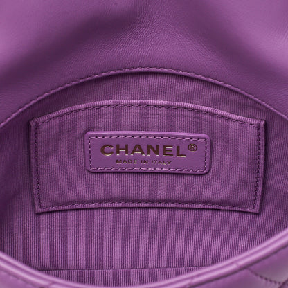 CHANEL Lambskin Minimat Lesser Single Giant Chain Shoulder Purple Gold-Tone Hardware, Pre-Owned