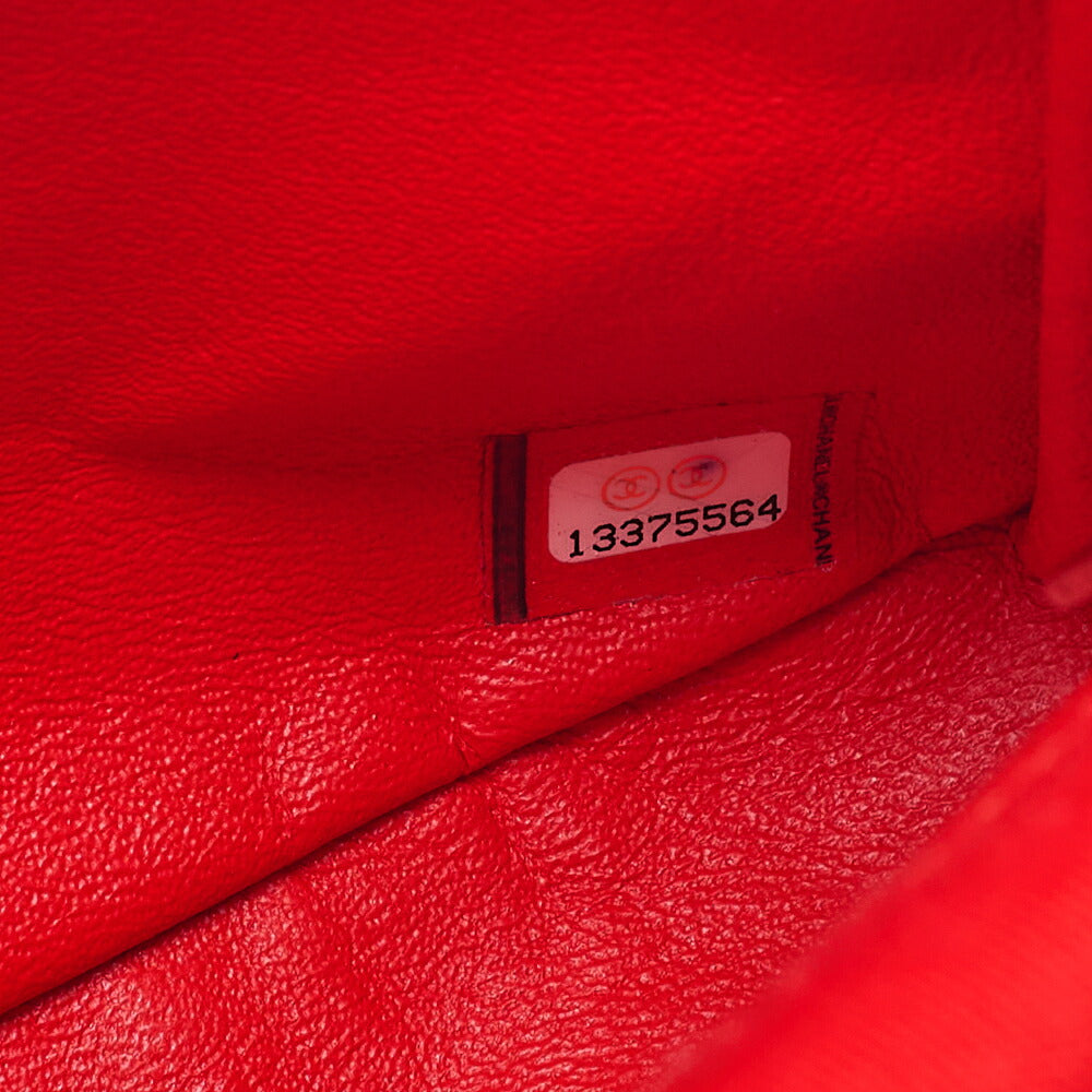 CHANEL V-Stitch Chevron Single Flap Chain Shoulder Cotton Red Silver-Tone Hardware, Pre-Owned