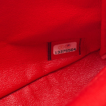 CHANEL V-Stitch Chevron Single Flap Chain Shoulder Cotton Red Silver-Tone Hardware, Pre-Owned