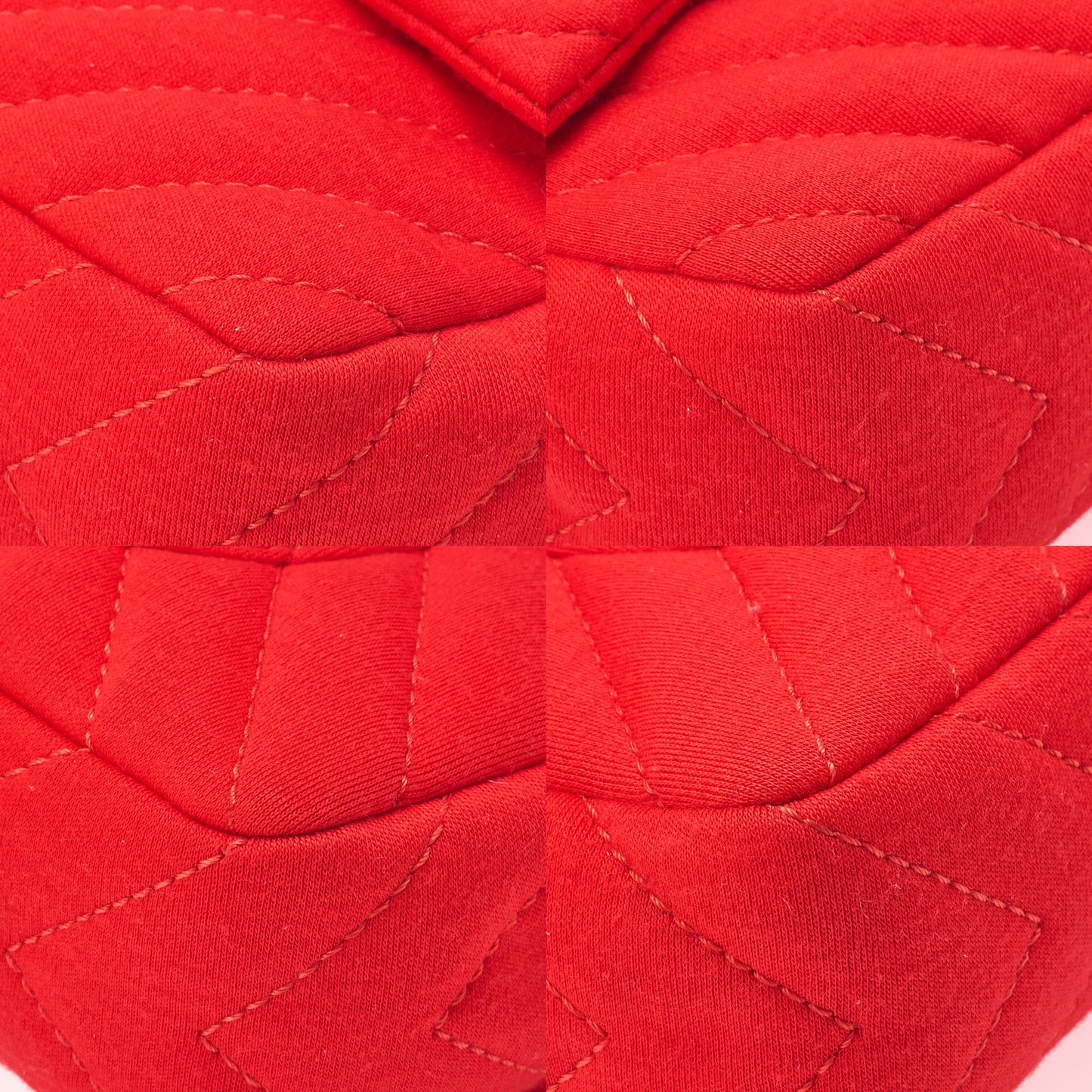 CHANEL V-Stitch Chevron Single Flap Chain Shoulder Cotton Red Silver-Tone Hardware, Pre-Owned