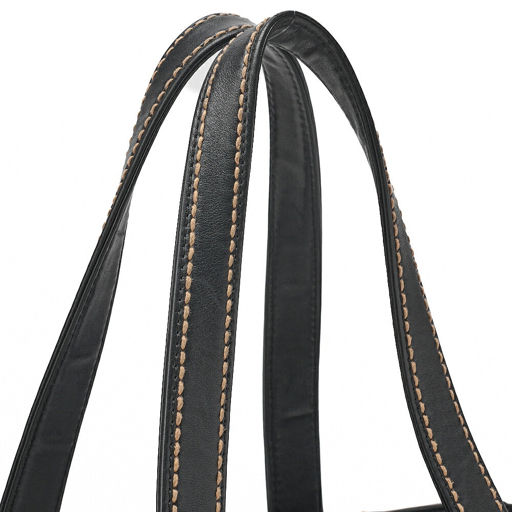 CHANEL Coco Mark Wild Stitch Tote Bag Calfskin Black Gold-Tone Hardware, Pre-Owned
