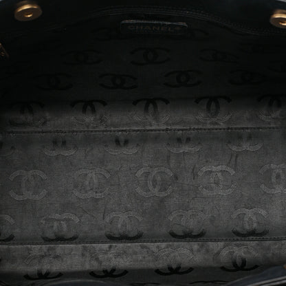 CHANEL Coco Mark Wild Stitch Tote Bag Calfskin Black Gold-Tone Hardware, Pre-Owned