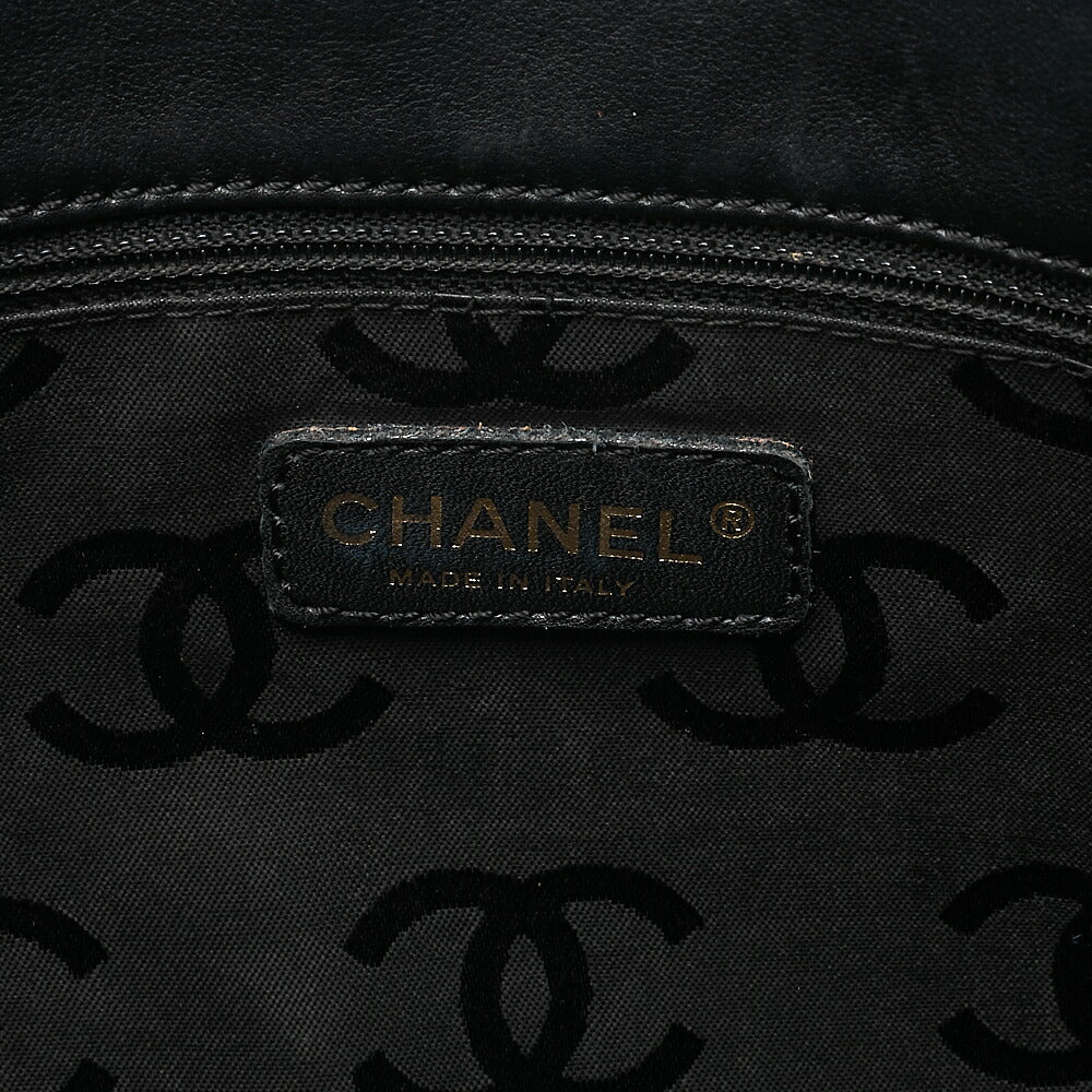 CHANEL Coco Mark Wild Stitch Tote Bag Calfskin Black Gold-Tone Hardware, Pre-Owned