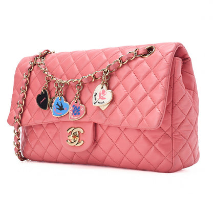 CHANEL Lambskin Matelasse Icon Single Flap Chain Shoulder Pink Gold-Tone Hardware, Pre-Owned