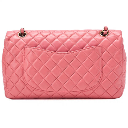 CHANEL Lambskin Matelasse Icon Single Flap Chain Shoulder Pink Gold-Tone Hardware, Pre-Owned