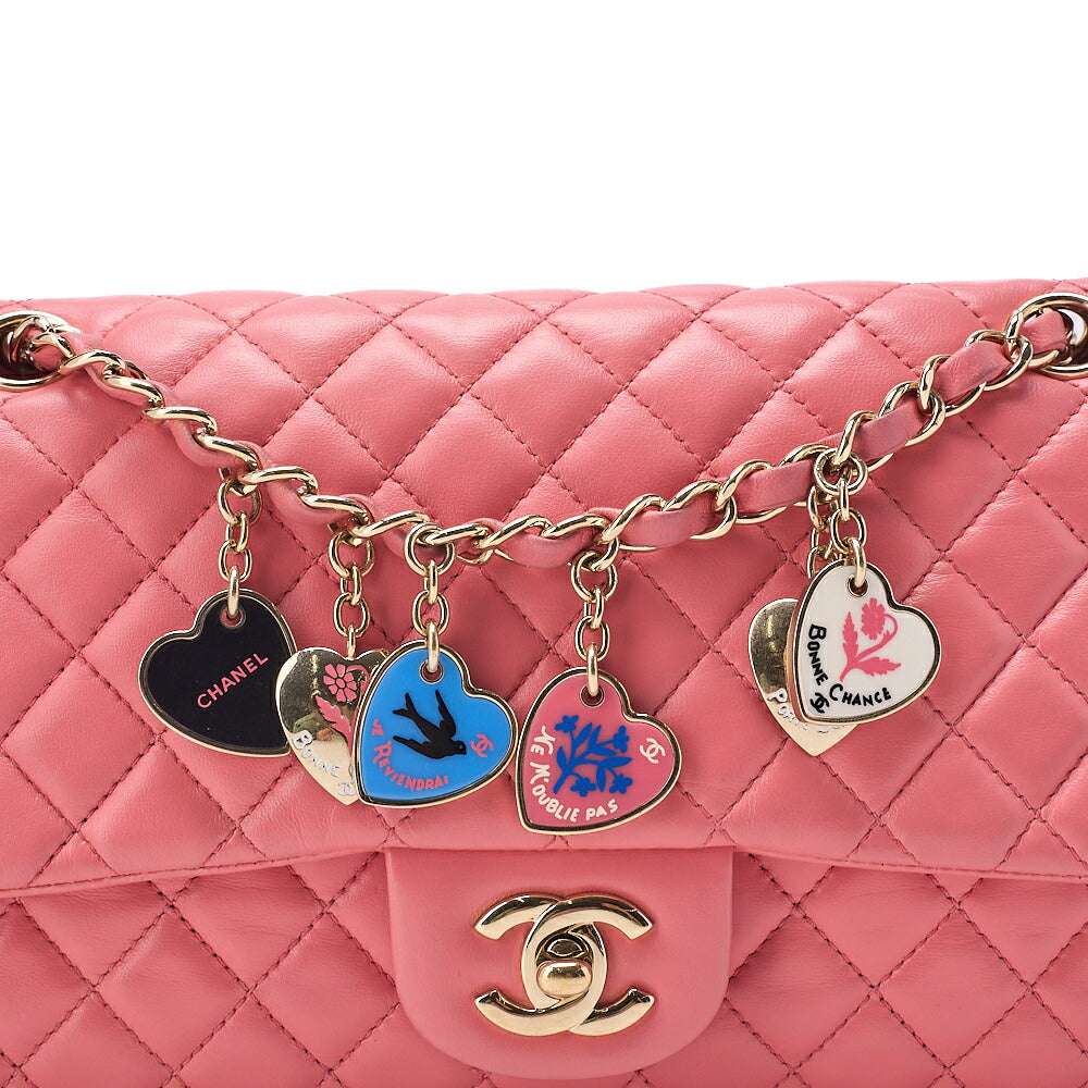 CHANEL Lambskin Matelasse Icon Single Flap Chain Shoulder Pink Gold-Tone Hardware, Pre-Owned