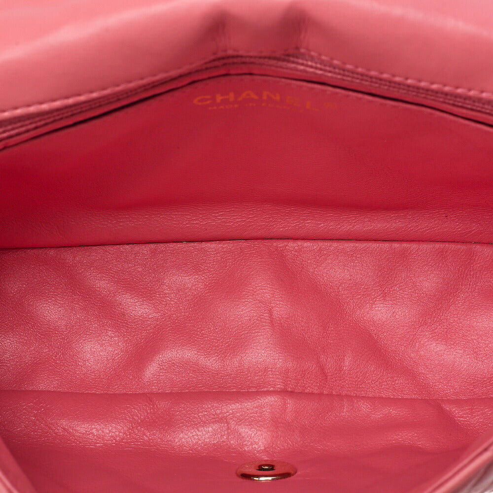 CHANEL Lambskin Matelasse Icon Single Flap Chain Shoulder Pink Gold-Tone Hardware, Pre-Owned