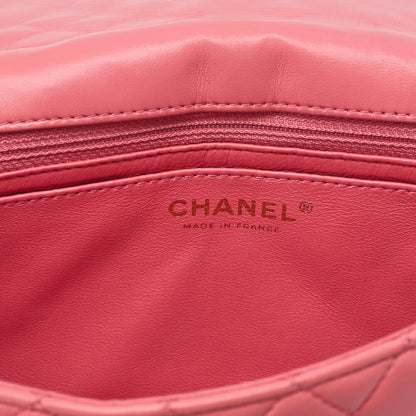 CHANEL Lambskin Matelasse Icon Single Flap Chain Shoulder Pink Gold-Tone Hardware, Pre-Owned