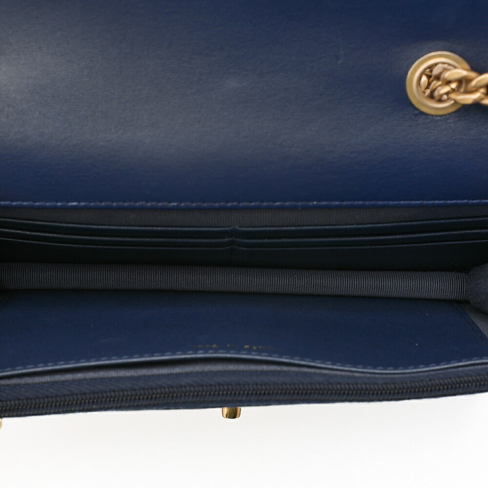 CHANEL Matelasse Biju Coco Chain Wallet Lambskin Navy Gold-Tone Hardware, Pre-Owned