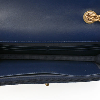 CHANEL Matelasse Biju Coco Chain Wallet Lambskin Navy Gold-Tone Hardware, Pre-Owned