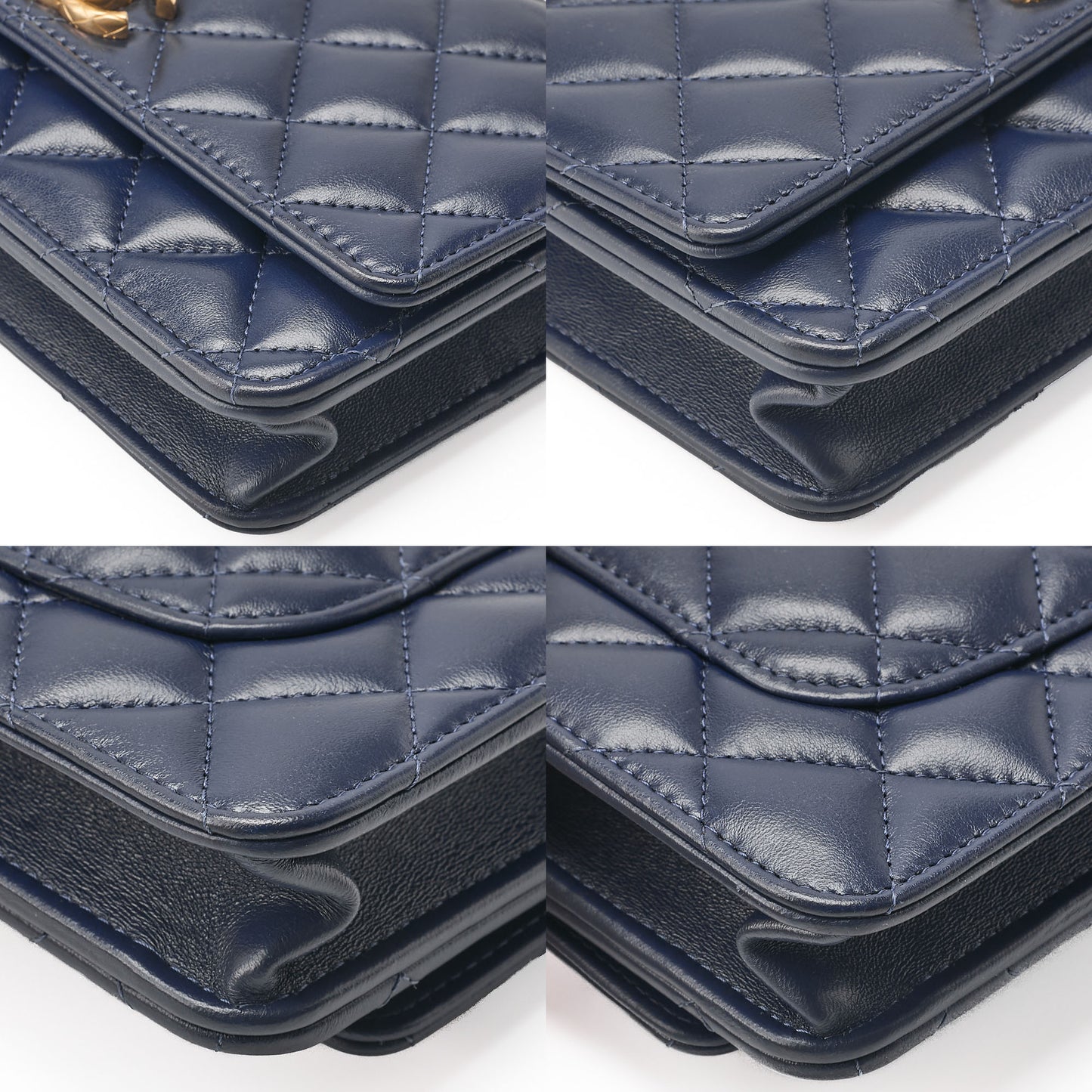 CHANEL Matelasse Biju Coco Chain Wallet Lambskin Navy Gold-Tone Hardware, Pre-Owned