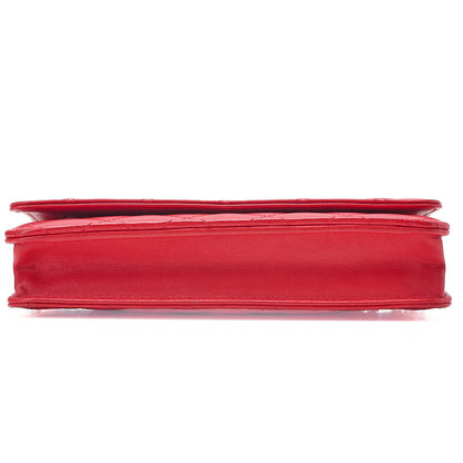 CHANEL Matelasse Chain Wallet Lambskin Red Silver-Tone Hardware, Pre-Owned