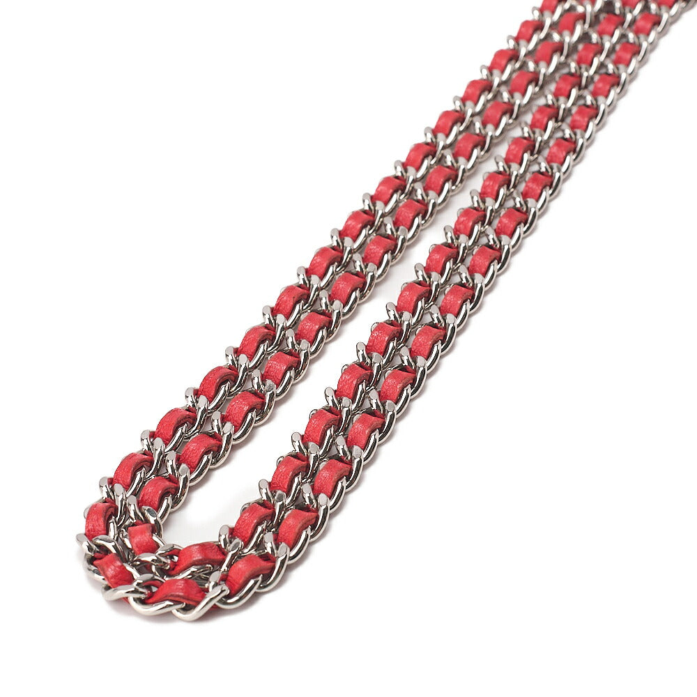 CHANEL Matelasse Chain Wallet Lambskin Red Silver-Tone Hardware, Pre-Owned