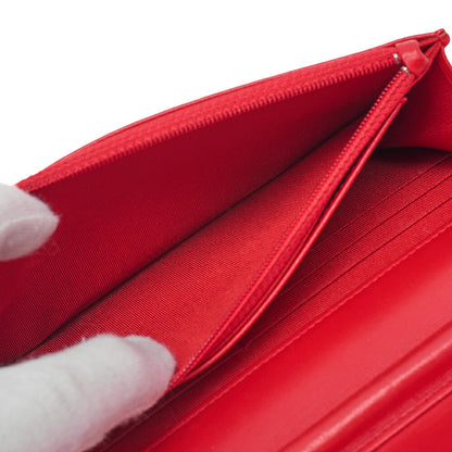 CHANEL Matelasse Chain Wallet Lambskin Red Silver-Tone Hardware, Pre-Owned