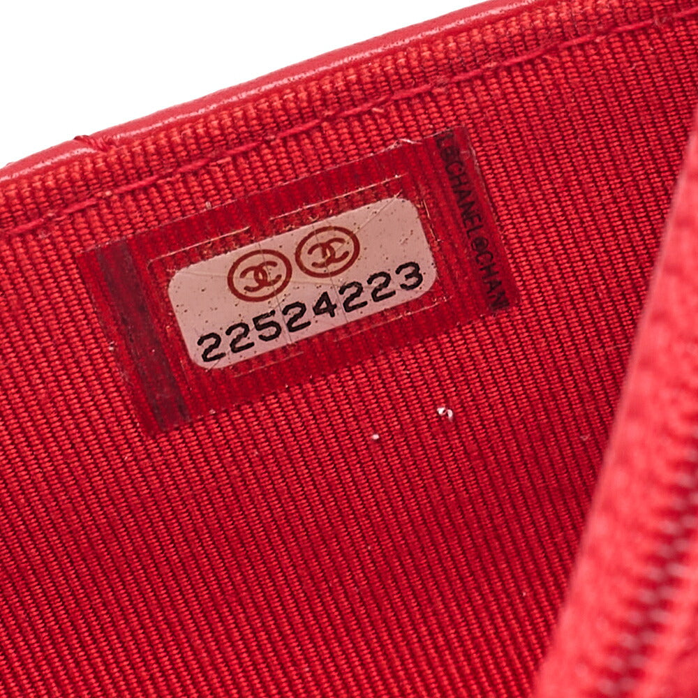 CHANEL Matelasse Chain Wallet Lambskin Red Silver-Tone Hardware, Pre-Owned