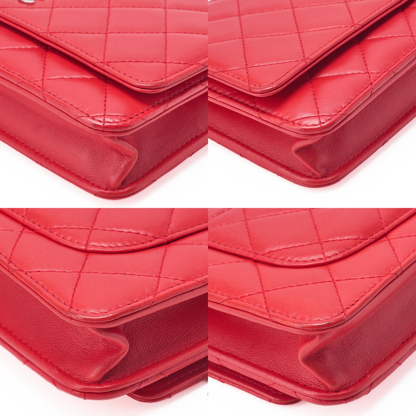 CHANEL Matelasse Chain Wallet Lambskin Red Silver-Tone Hardware, Pre-Owned