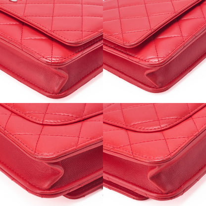CHANEL Matelasse Chain Wallet Lambskin Red Silver-Tone Hardware, Pre-Owned