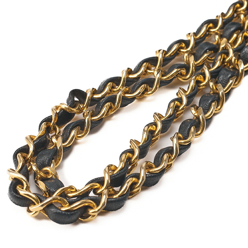 CHANEL Lambskin Matelasse Double Flap 25cm Chain Shoulder Black Gold-Tone Hardware, Pre-Owned
