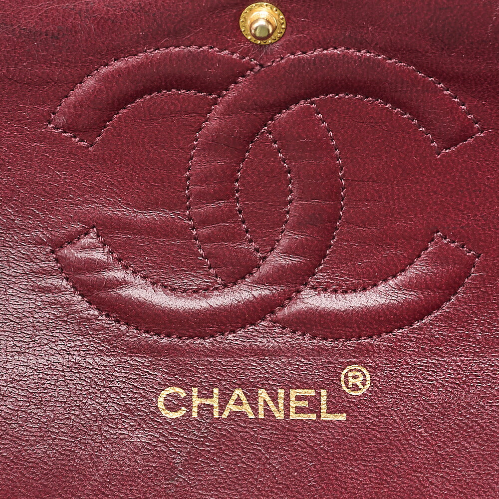 CHANEL Lambskin Matelasse Double Flap 25cm Chain Shoulder Black Gold-Tone Hardware, Pre-Owned