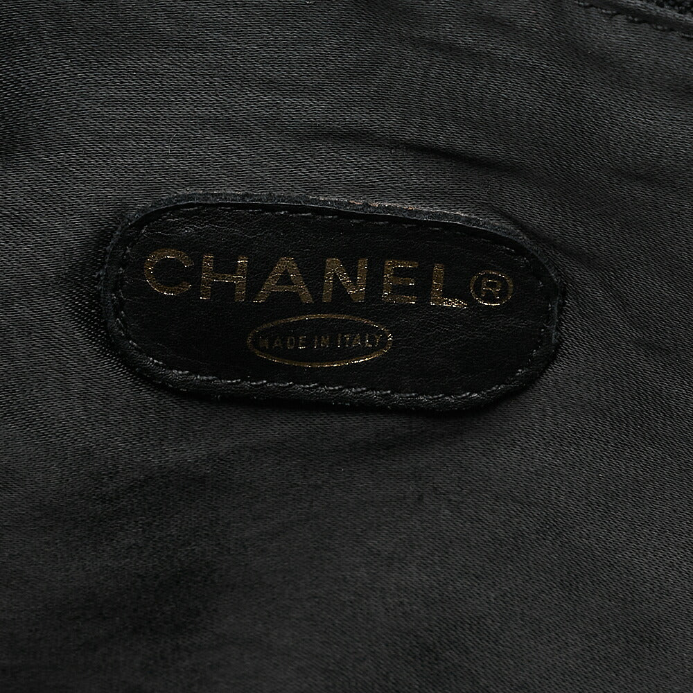 CHANEL Deka Coco Mark Double Chain Shoulder with Ball Charm Large Size Caviar Skin Black Gold-Tone Hardware, Pre-Owned
