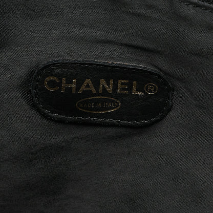 CHANEL Deka Coco Mark Double Chain Shoulder with Ball Charm Large Size Caviar Skin Black Gold-Tone Hardware, Pre-Owned