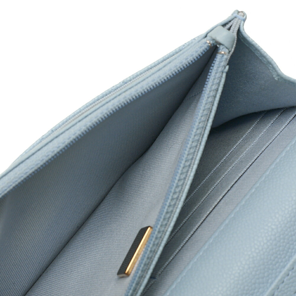 CHANEL Matelasse Chain Wallet Caviar Skin Light Blue Gold-Tone Hardware, Pre-Owned