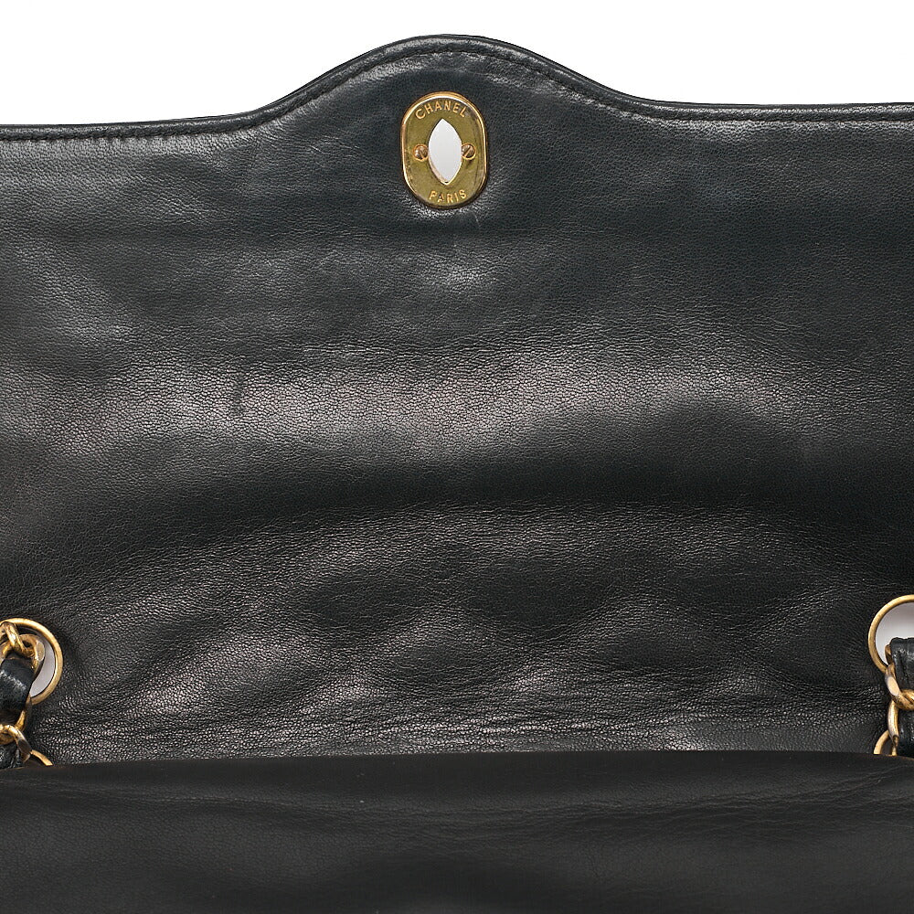 CHANEL Lambskin Matelasse 26cm Paris Limited Double Flap Shoulder Bag Black Gold-Tone Hardware, Pre-Owned
