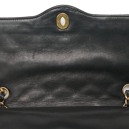 CHANEL Lambskin Matelasse 26cm Paris Limited Double Flap Shoulder Bag Black Gold-Tone Hardware, Pre-Owned