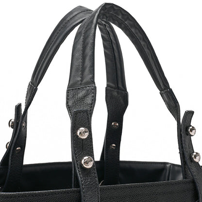 CHANEL Tote Bag Coated Canvas Paris Biarritz GM Coco Charm Black Silver-Tone Hardware, Pre-Owned