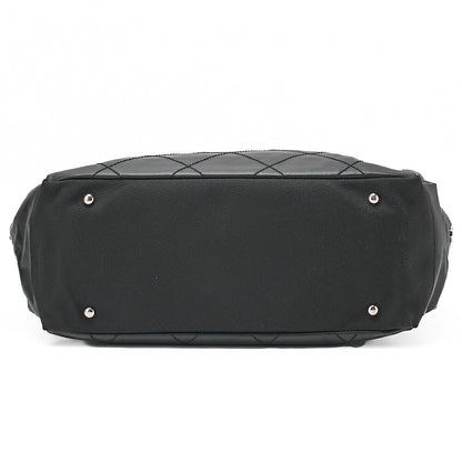 CHANEL Tote Bag Coated Canvas Paris Biarritz GM Coco Charm Black Silver-Tone Hardware, Pre-Owned