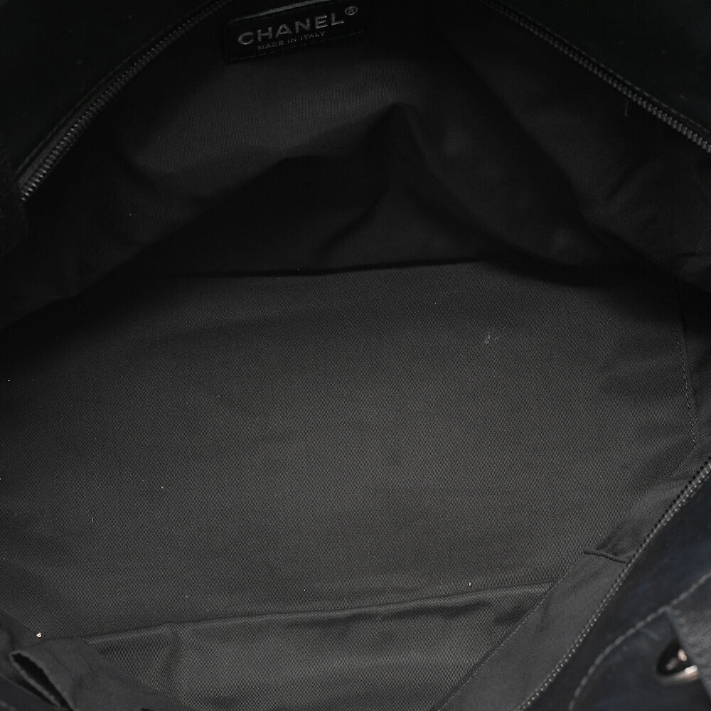CHANEL Tote Bag Coated Canvas Paris Biarritz GM Coco Charm Black Silver-Tone Hardware, Pre-Owned