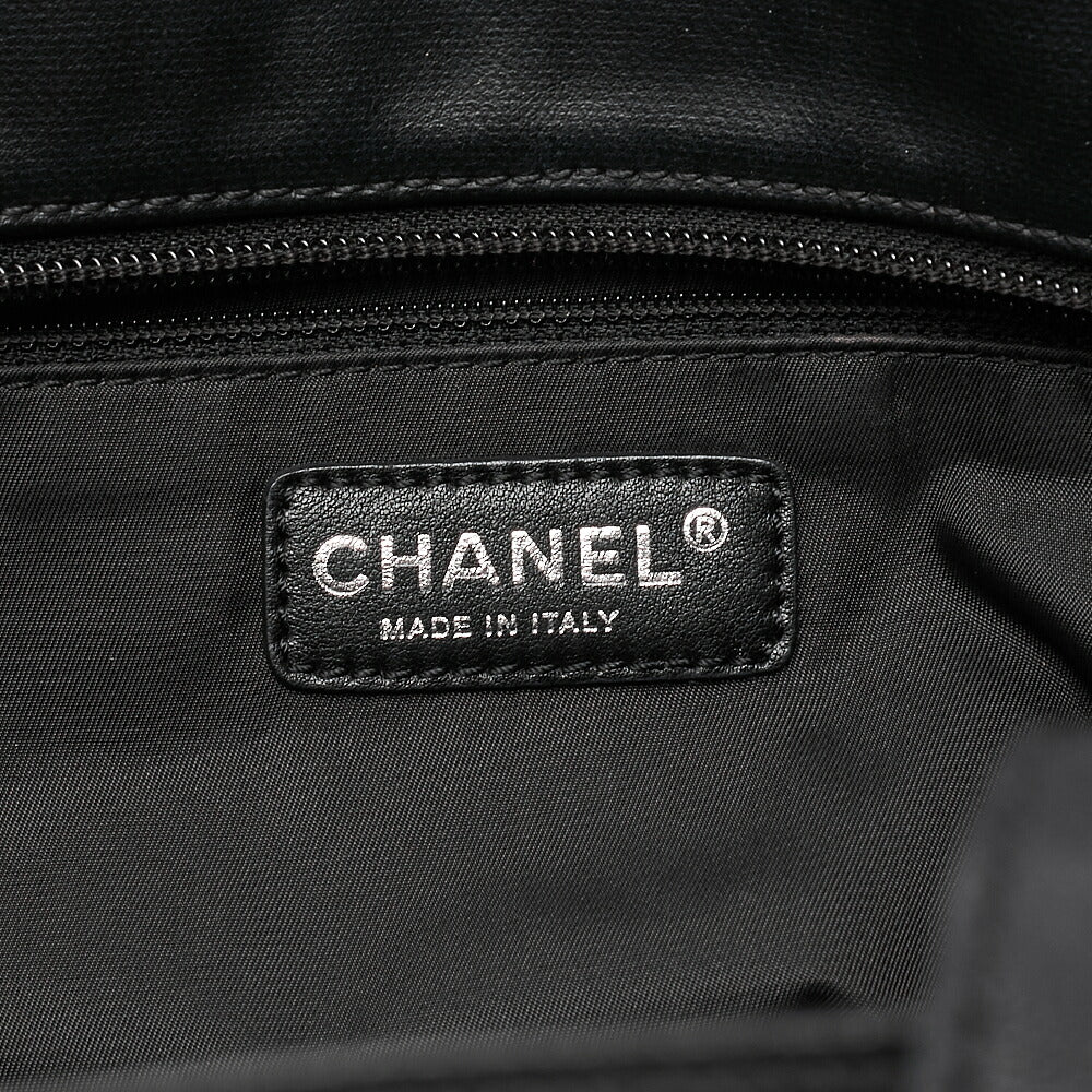 CHANEL Tote Bag Coated Canvas Paris Biarritz GM Coco Charm Black Silver-Tone Hardware, Pre-Owned