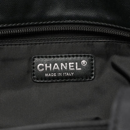 CHANEL Tote Bag Coated Canvas Paris Biarritz GM Coco Charm Black Silver-Tone Hardware, Pre-Owned