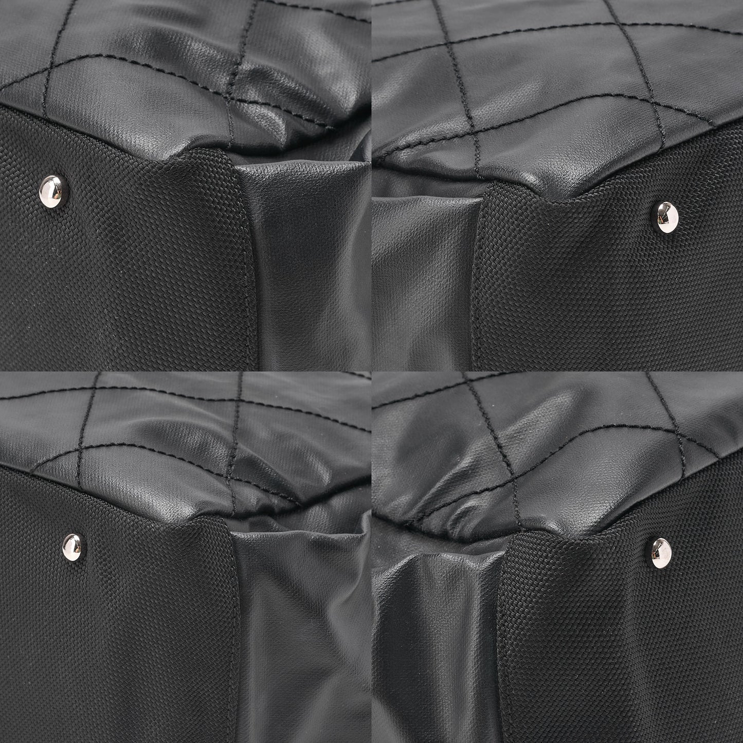 CHANEL Tote Bag Coated Canvas Paris Biarritz GM Coco Charm Black Silver-Tone Hardware, Pre-Owned