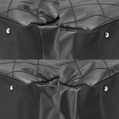 CHANEL Tote Bag Coated Canvas Paris Biarritz GM Coco Charm Black Silver-Tone Hardware, Pre-Owned
