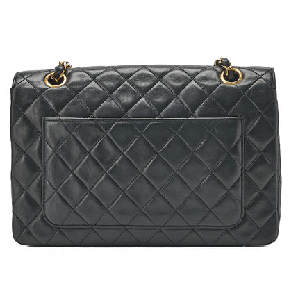 CHANEL Chanel Matelasse Turn Lock Design Flap Chain Shoulder Bag Lambskin Black Gold-Tone Hardware, Pre-Owned