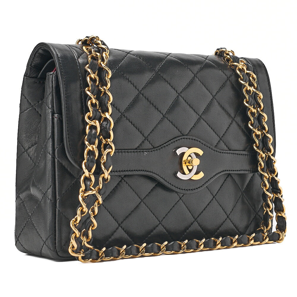 CHANEL Lambskin Matelasse 22cm Paris Limited Edition Shoulder Bag Black Gold-Tone Hardware, Pre-Owned