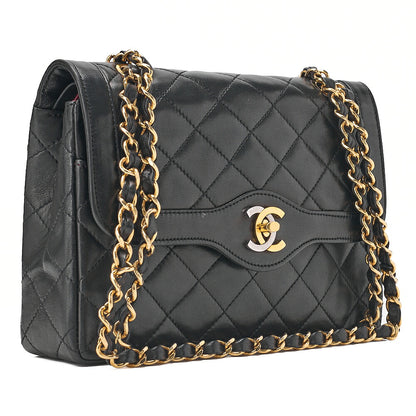 CHANEL Lambskin Matelasse 22cm Paris Limited Edition Shoulder Bag Black Gold-Tone Hardware, Pre-Owned