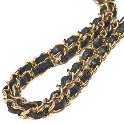 CHANEL Lambskin Matelasse Double Flap 25cm Chain Shoulder Black Gold-Tone Hardware, Pre-Owned