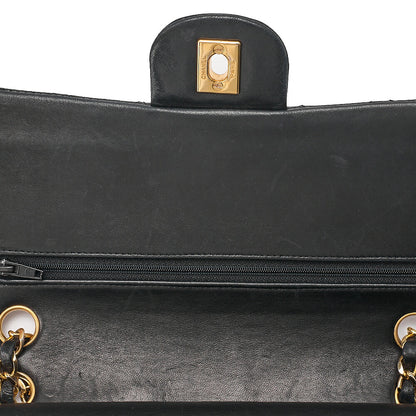 CHANEL Lambskin Matelasse Double Flap 25cm Chain Shoulder Black Gold-Tone Hardware, Pre-Owned