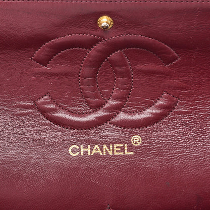 CHANEL Lambskin Matelasse Double Flap 25cm Chain Shoulder Black Gold-Tone Hardware, Pre-Owned