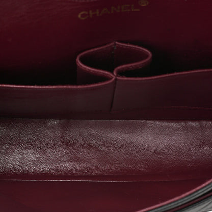 CHANEL Lambskin Matelasse Double Flap 25cm Chain Shoulder Black Gold-Tone Hardware, Pre-Owned