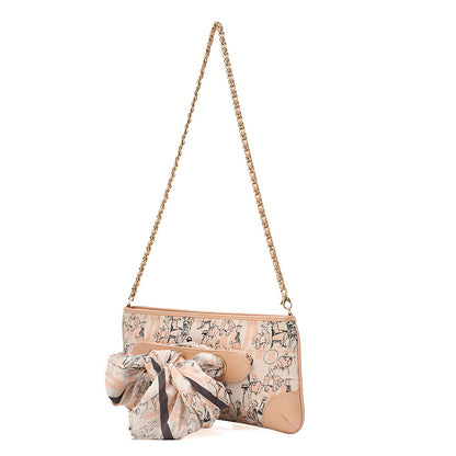 CHANEL Lambskin x Satin Chocolate Bar Ribbon Chain Shoulder Beige Silver-Tone Hardware, Pre-Owned