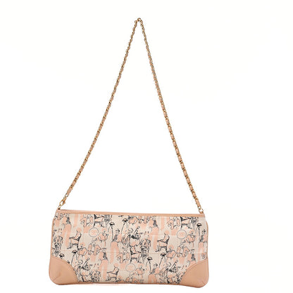CHANEL Lambskin x Satin Chocolate Bar Ribbon Chain Shoulder Beige Silver-Tone Hardware, Pre-Owned