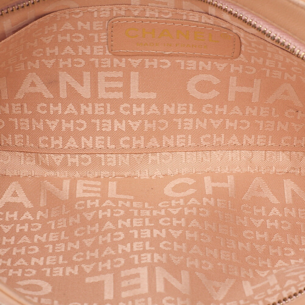 CHANEL Lambskin x Satin Chocolate Bar Ribbon Chain Shoulder Beige Silver-Tone Hardware, Pre-Owned