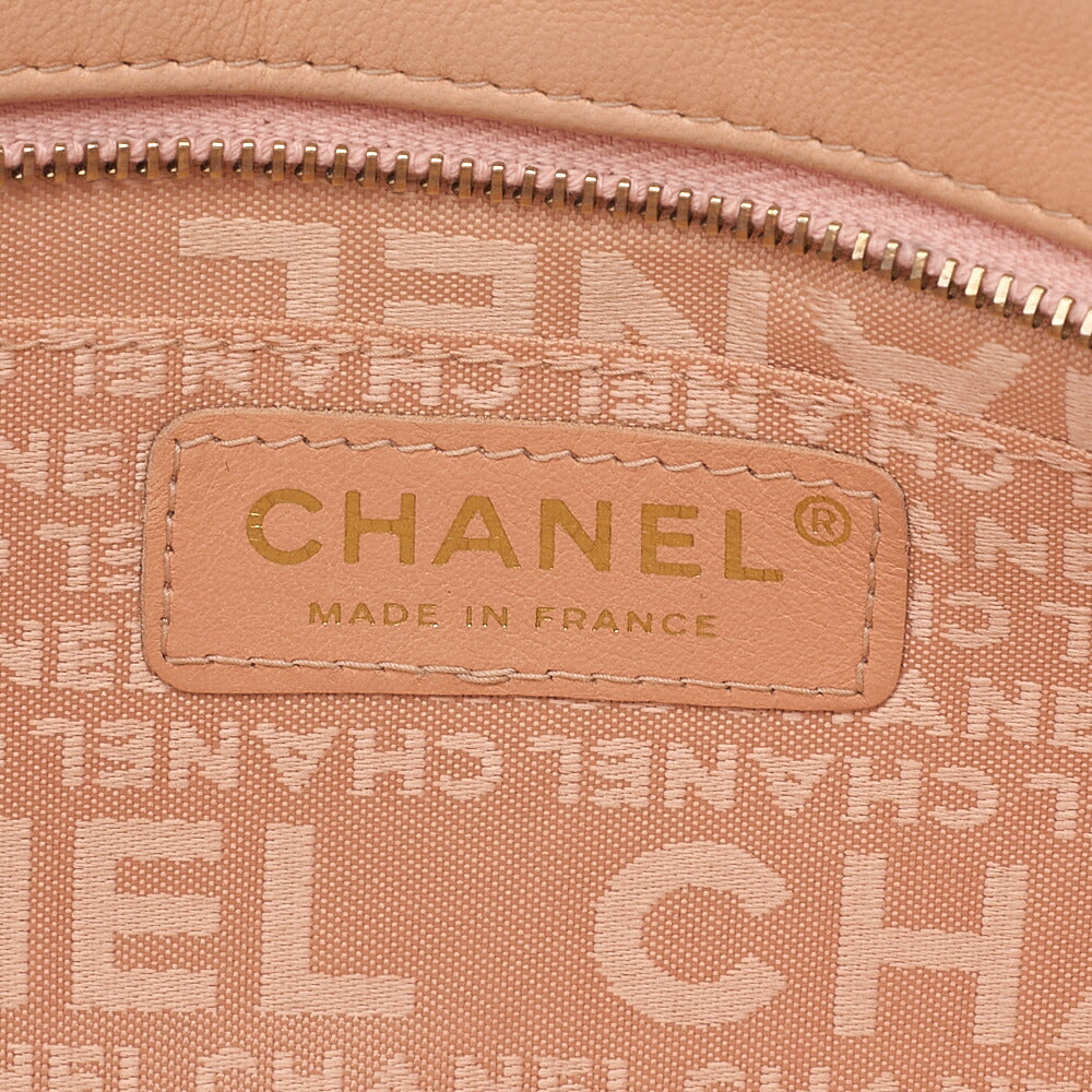 CHANEL Lambskin x Satin Chocolate Bar Ribbon Chain Shoulder Beige Silver-Tone Hardware, Pre-Owned